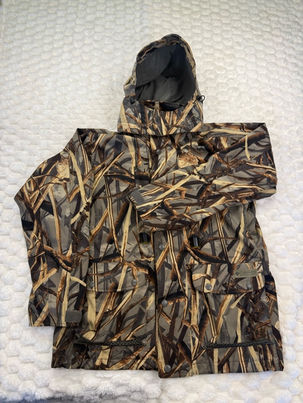Vintage Columbia Duck Camo Hunting Omni Tech Outer Jacket w Inner Zipper Mens M